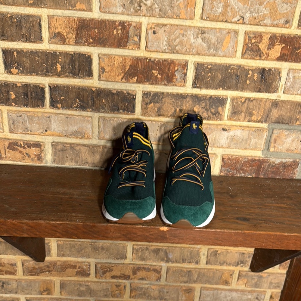 Polo by Ralph Lauren Green and Yellow Sneakers with Cushioned Sole. NWOB